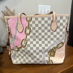 Pink and Cream Checkered Tote